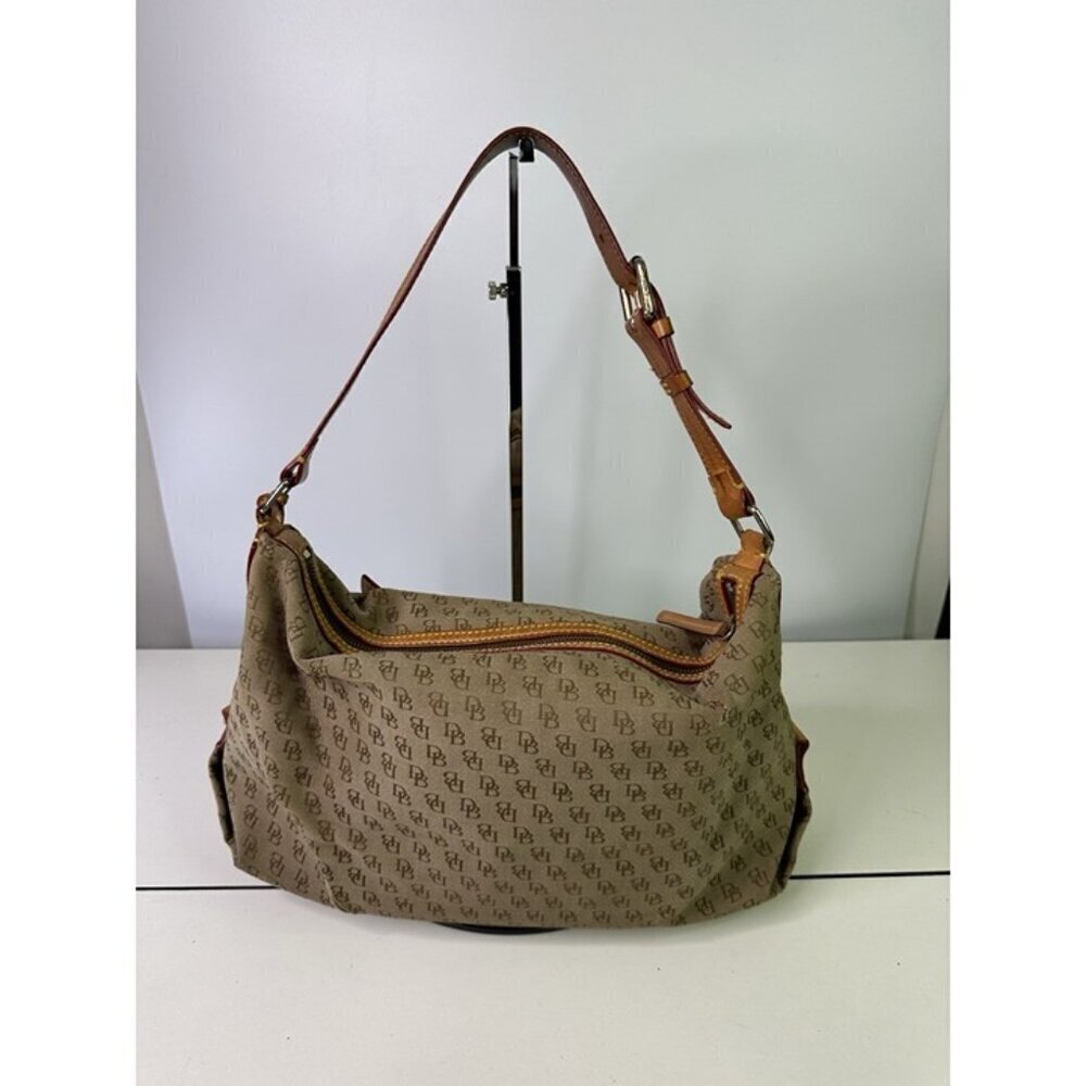 Vintage Dooney & Bourke Tan Signature Canvas Leather Monogram Shoulder Bag Purse - Picture 4 of 12